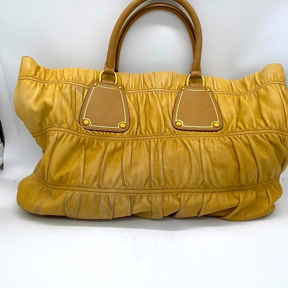 AUTHENTIC PRADA NAPPA GAUFRE LEATHER SATCHEL - Picture 2 of 4